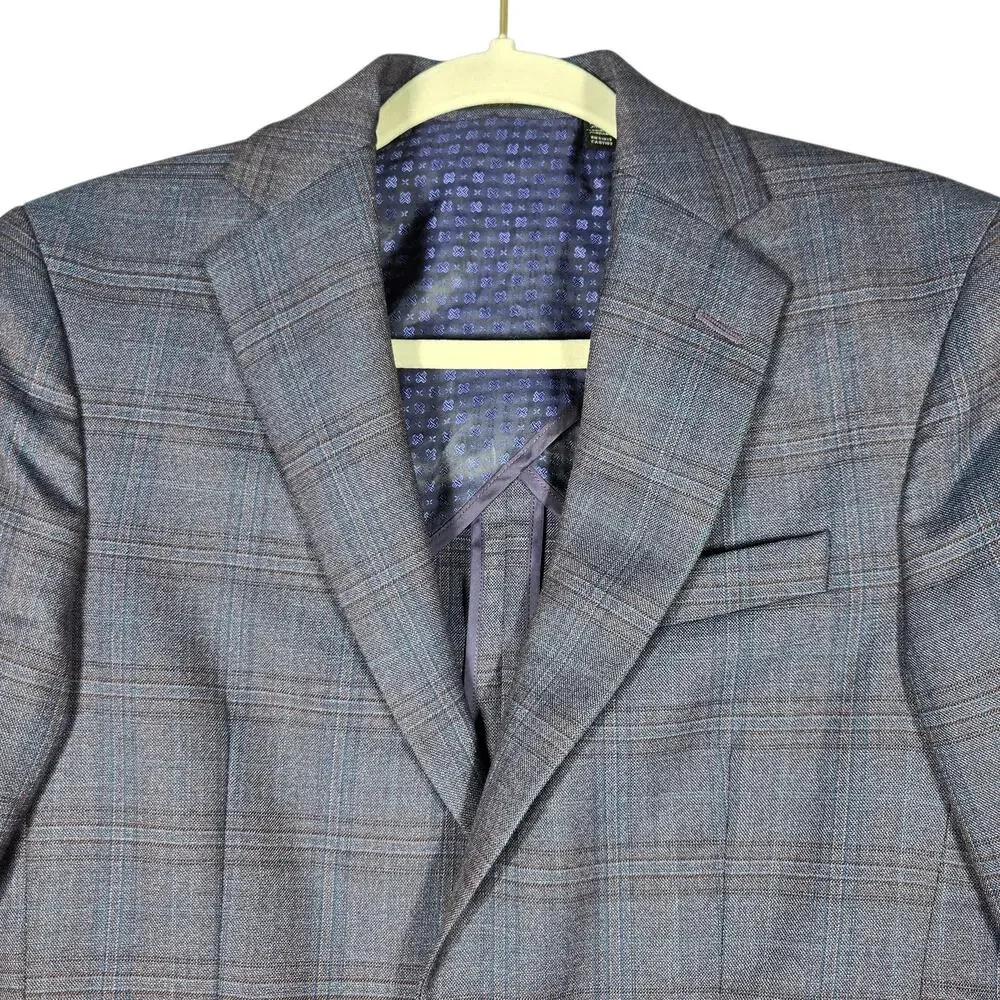 Ted Baker Blazer Mens 36R No Ordinary Joe JAKE Wool Plaid Sport Coat Blue Preppy
